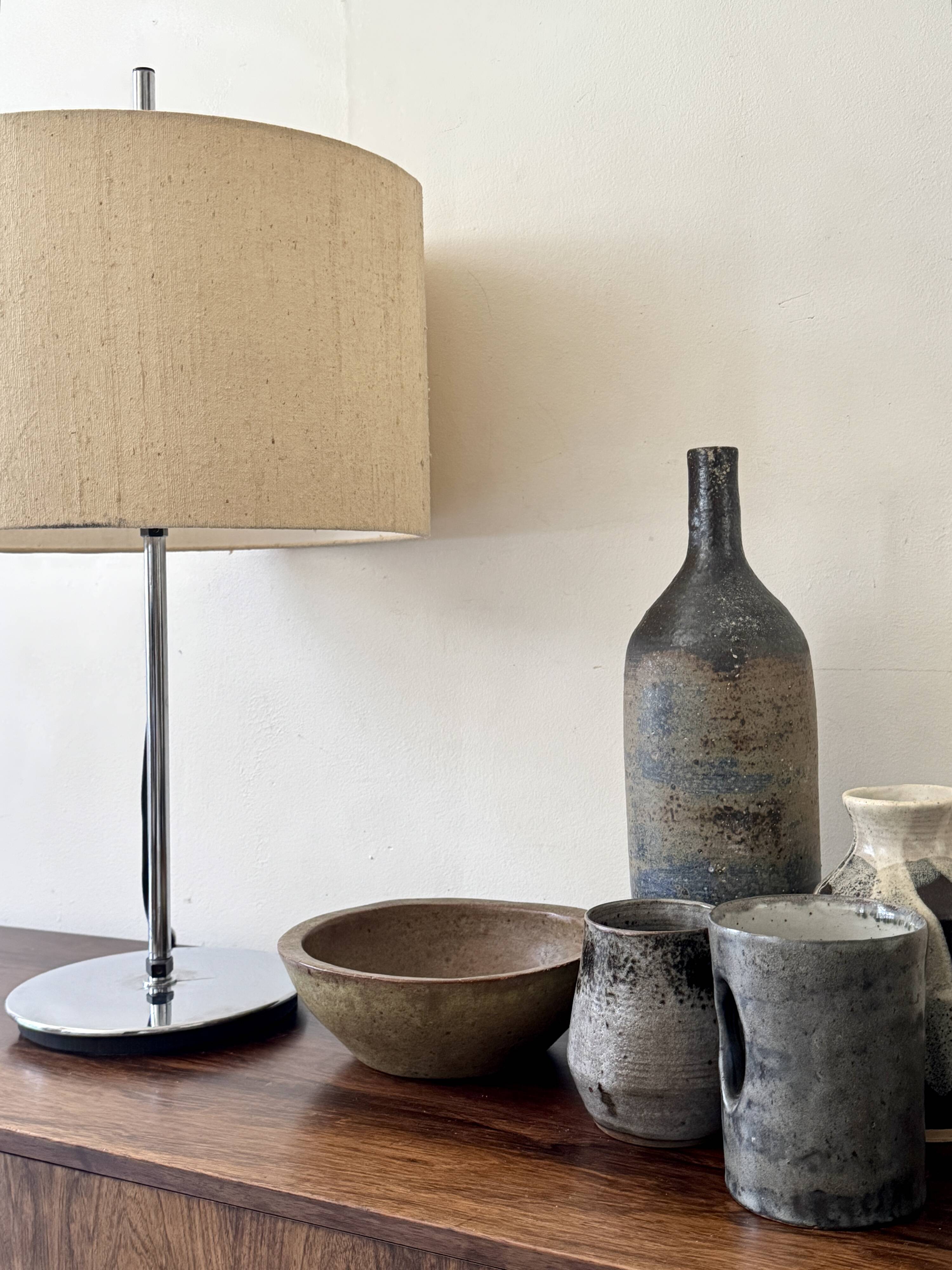 Lampe de table Staff Leuchten chrome et lin/coton, Germany 1970