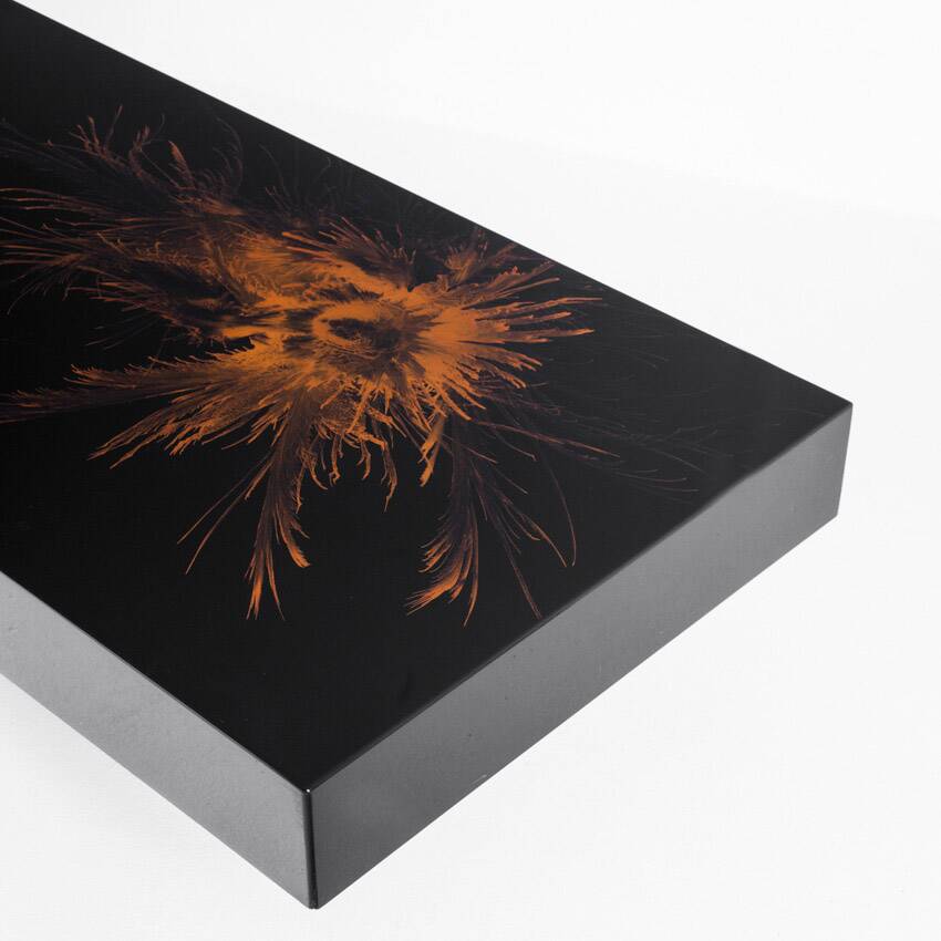 Vintage coffee table. Black lacquered wood with design by H D. France, 1980s