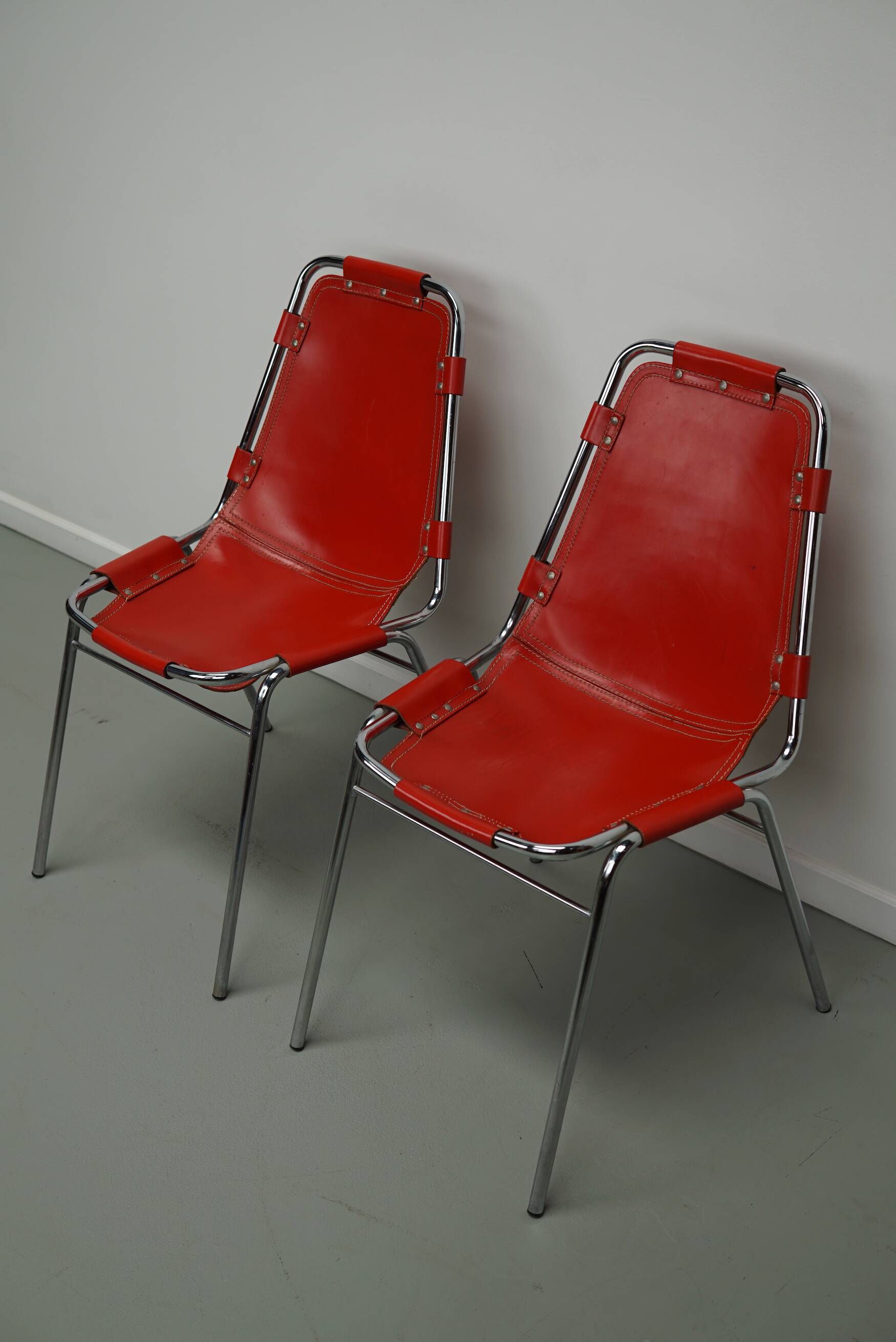 Set of Two Red Chairs by Dalvera for Les Arcs, 1960s