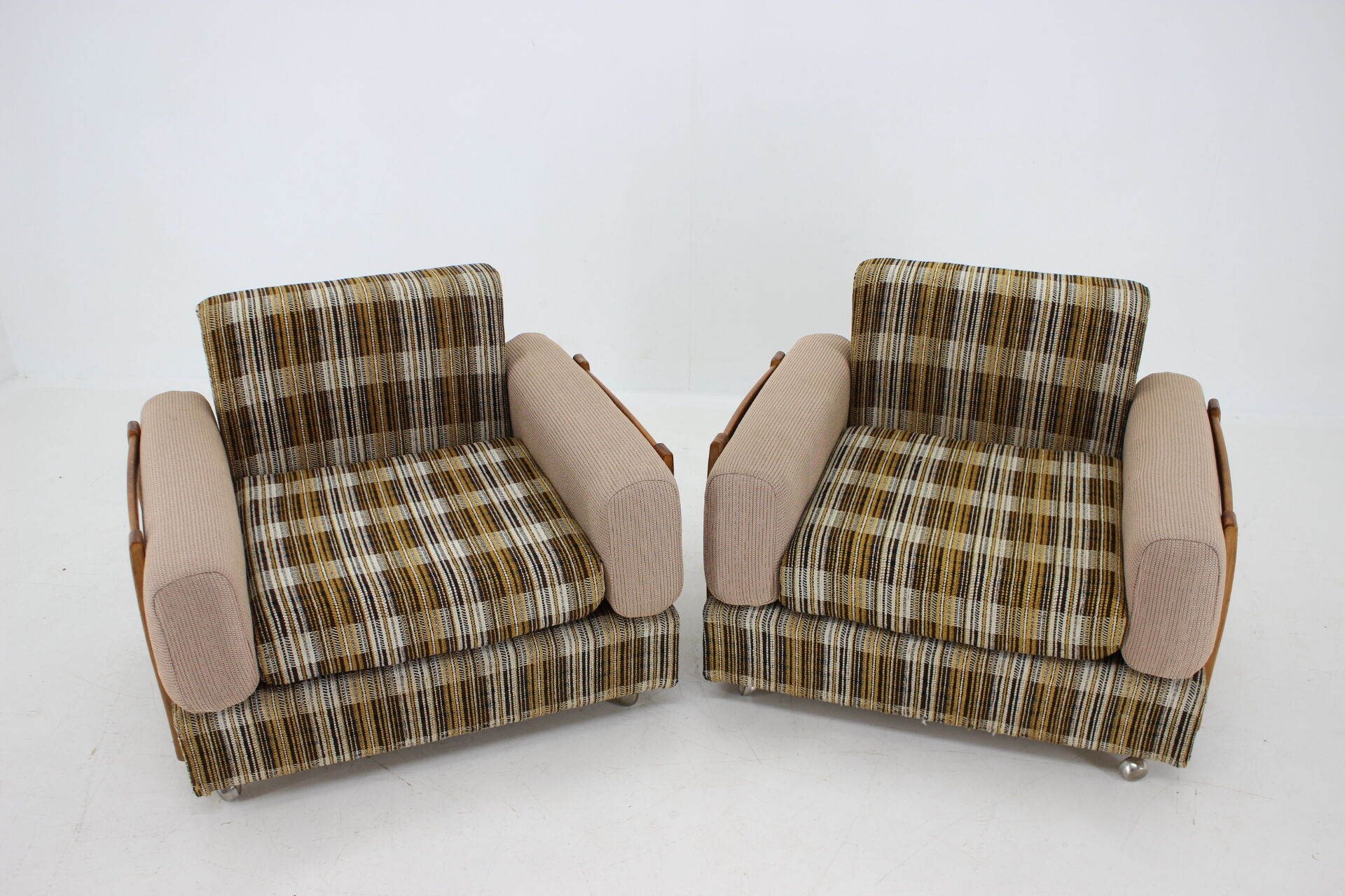 1970s Pair of Armchairs by Drevotvar,Czechoslovakia