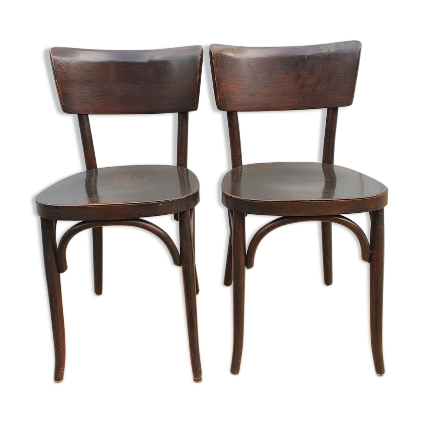 2 mahogany varnished bistro chairs