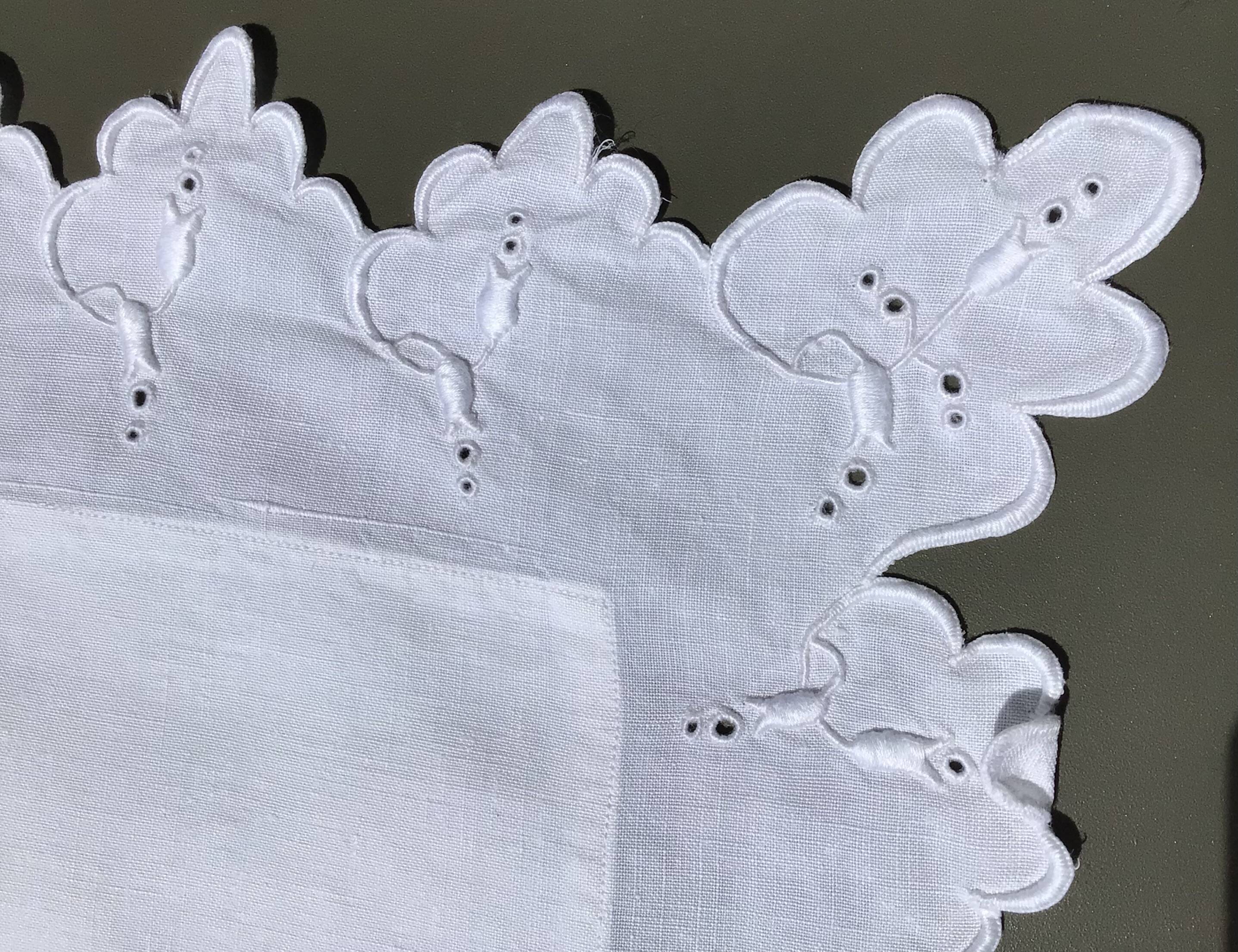 Pillowcase AB scalloped edge English embroidery tulips