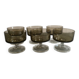 6 Luminarc smoked glass champagne glasses