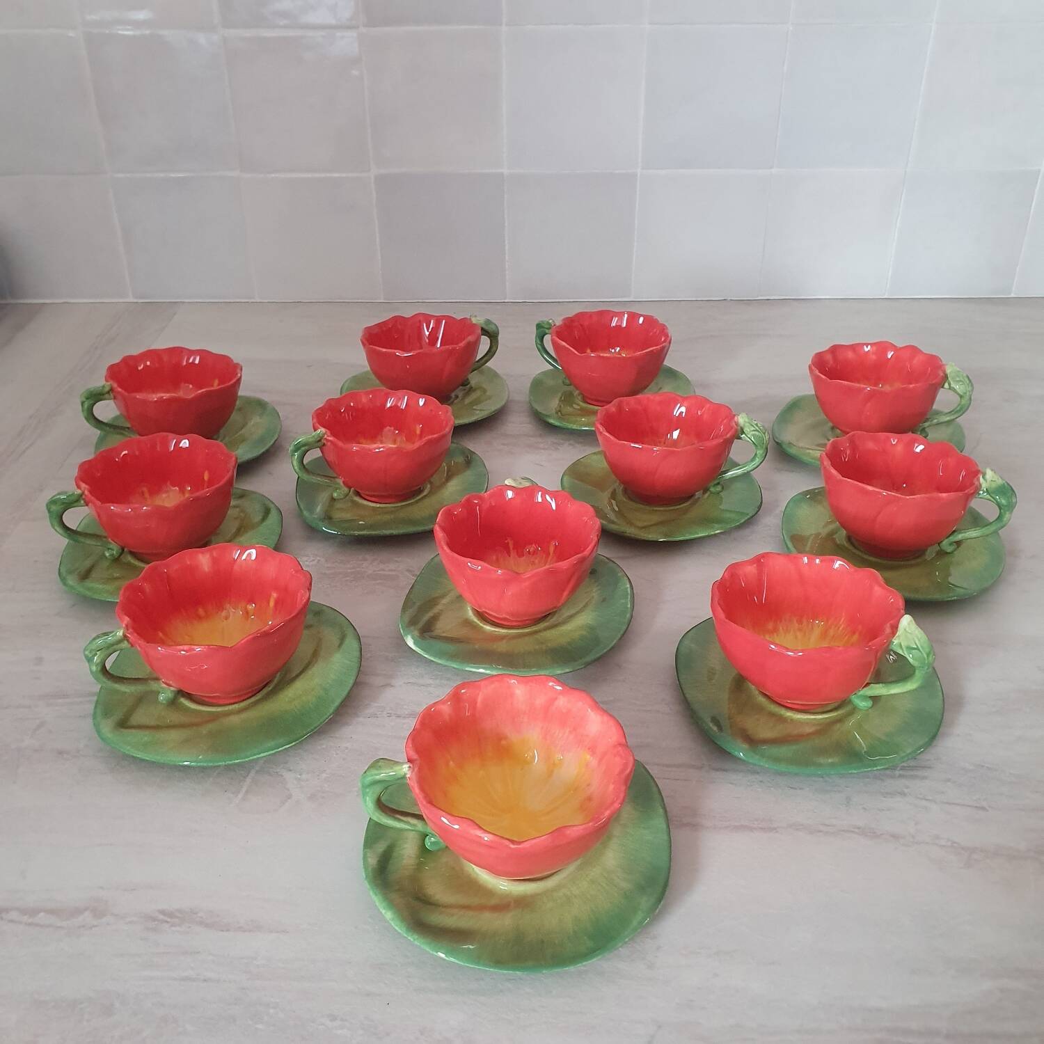 Barbotine flower coffee and tea service