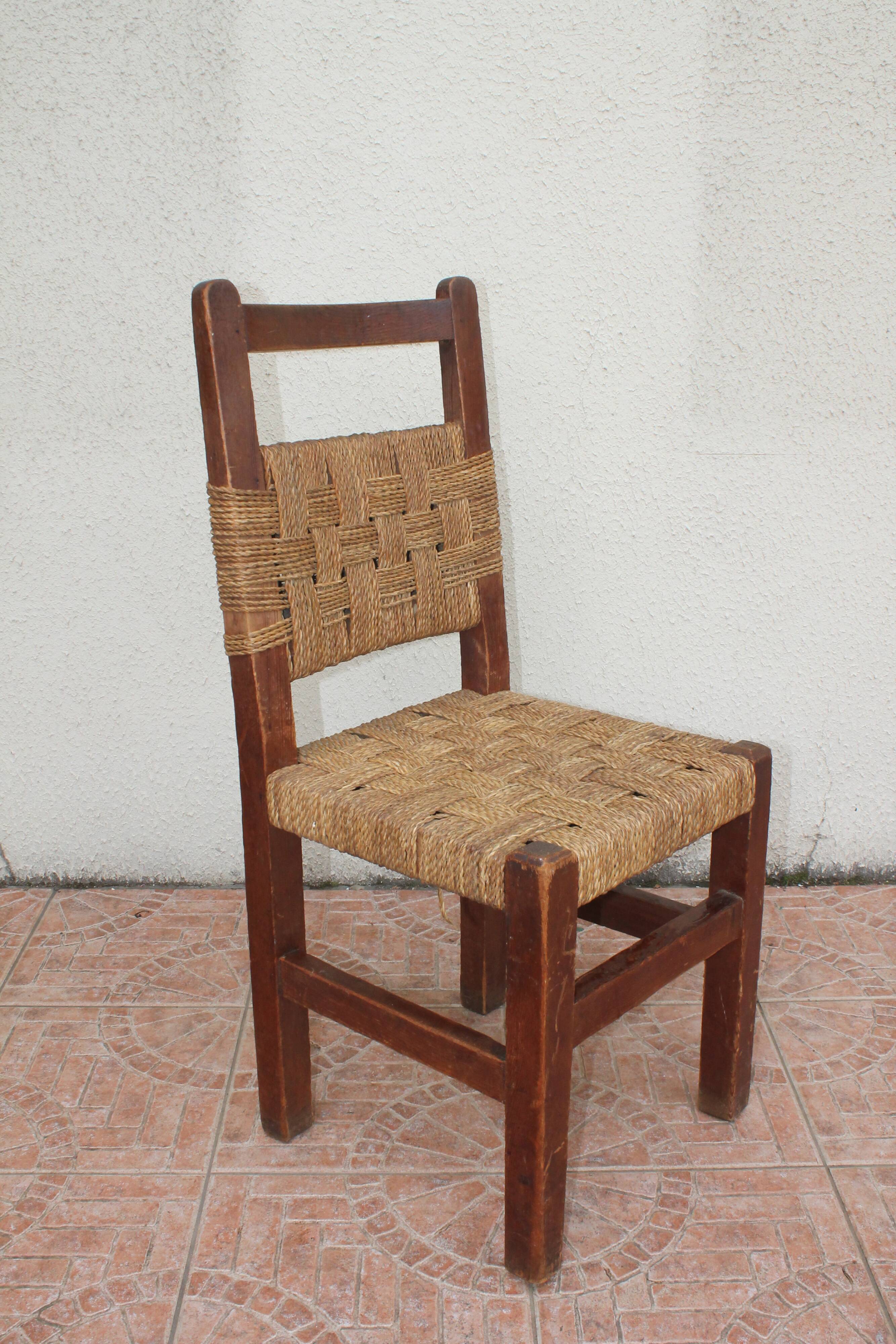 Cord and wood chair