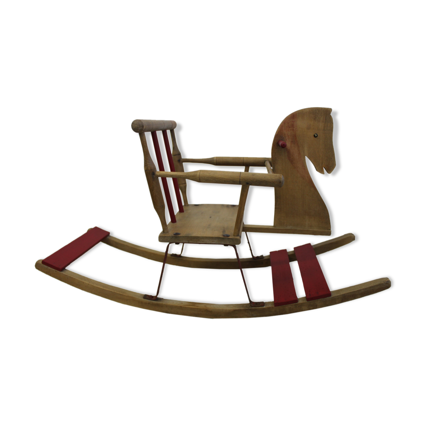 Rocking horse old red and wood