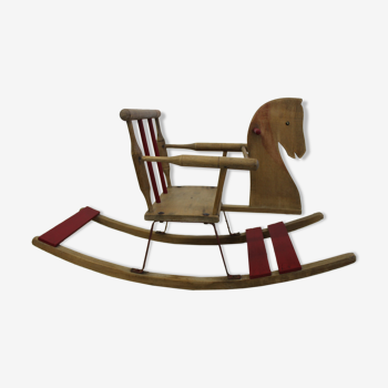 Rocking horse old red and wood