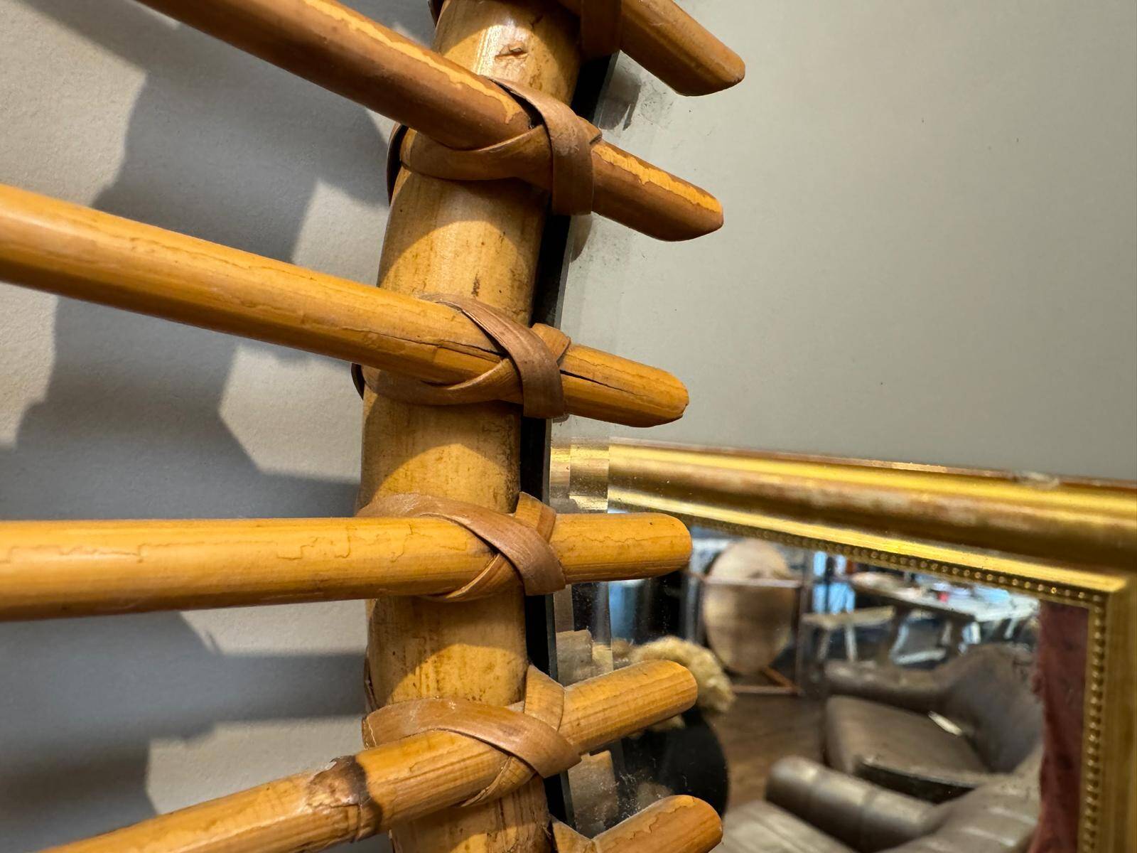 Vintage rattan sun mirror