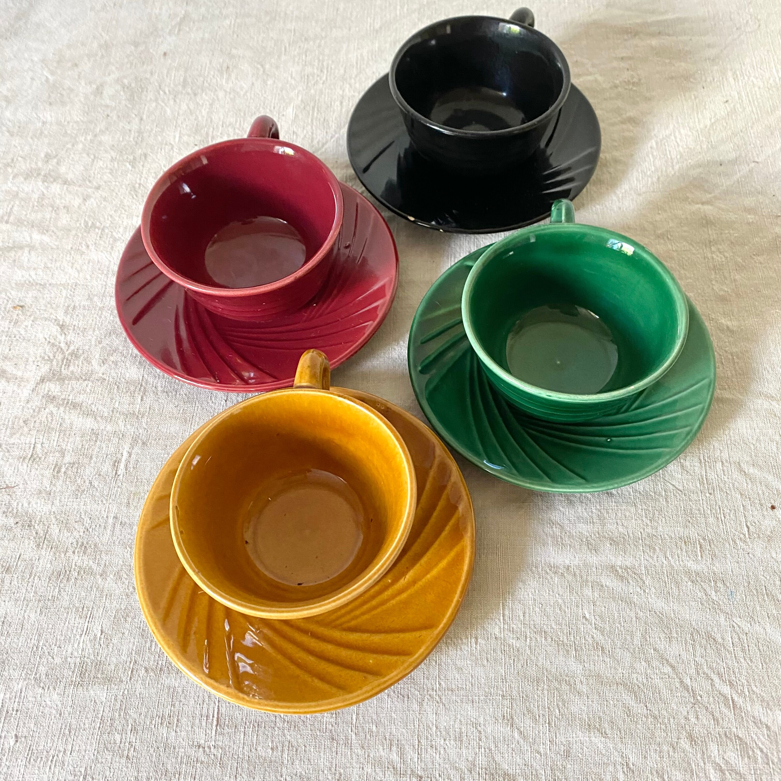 Colorful vintage mugs