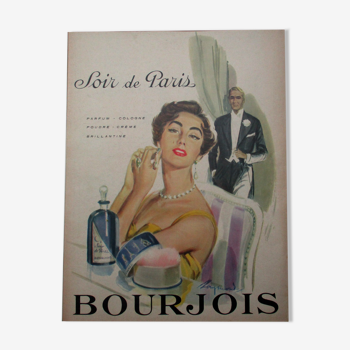Former advertisement of the perfume Bourjois, Soir de Paris, 50s