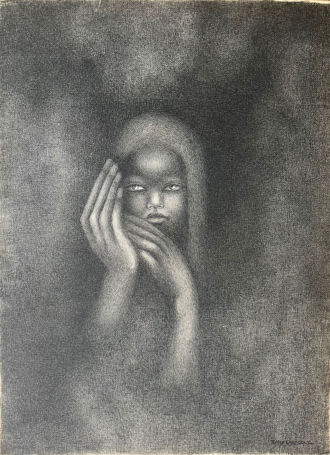 Painting young girl Dany Larroque XXth