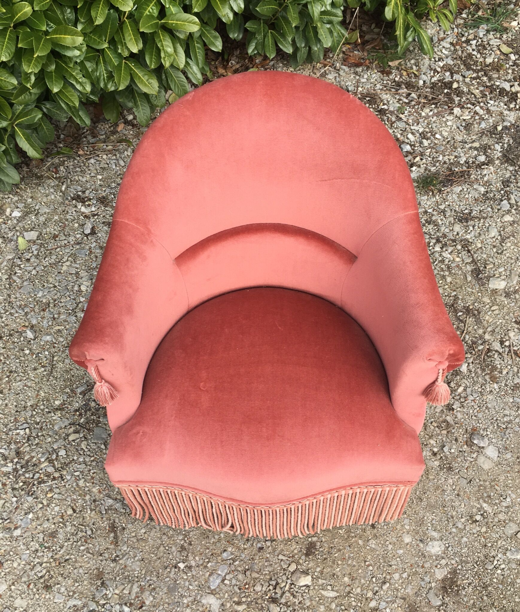 Pink velvet toad armchair