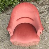 Pink velvet toad armchair