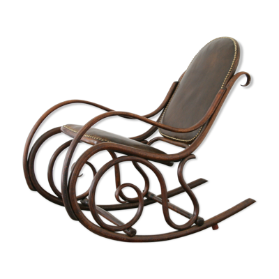 Chaise berçante de bois plié de cru