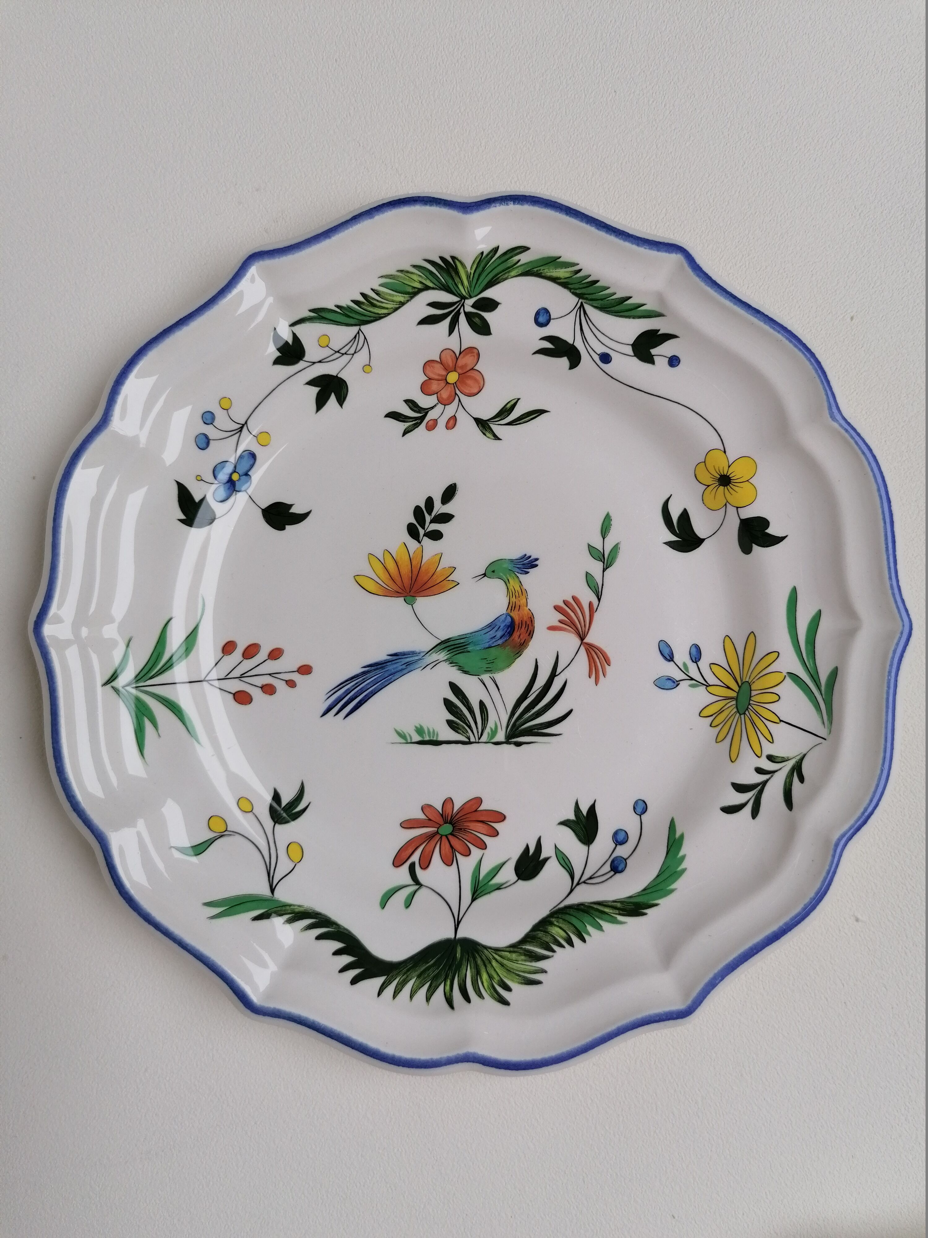 Two dessert plates Gien Birds of Paradise