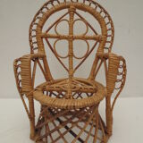 Fauteuil de poupée  en osier clair
