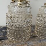 Pair of vintage electrified glass wall lamps