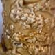 Old large Sarreguemines Majolica earthenware pitcher, vintage slip