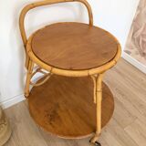 1960s/70s rattan rolling bar/serving cart