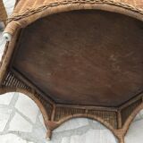 Octagonal wicker rattan coffee table from the 60s and 70s