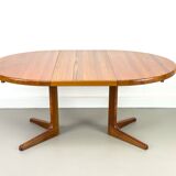 Table à manger ronde en teck danois avec rallonge, années 1970