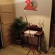 Scoubidou tripod floor lamp, Lunel style diabolo lampshade, 1950s