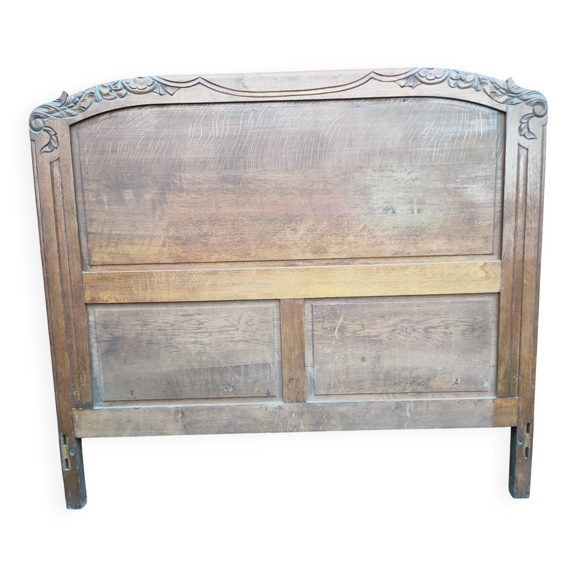 1950s solid oak headboard
