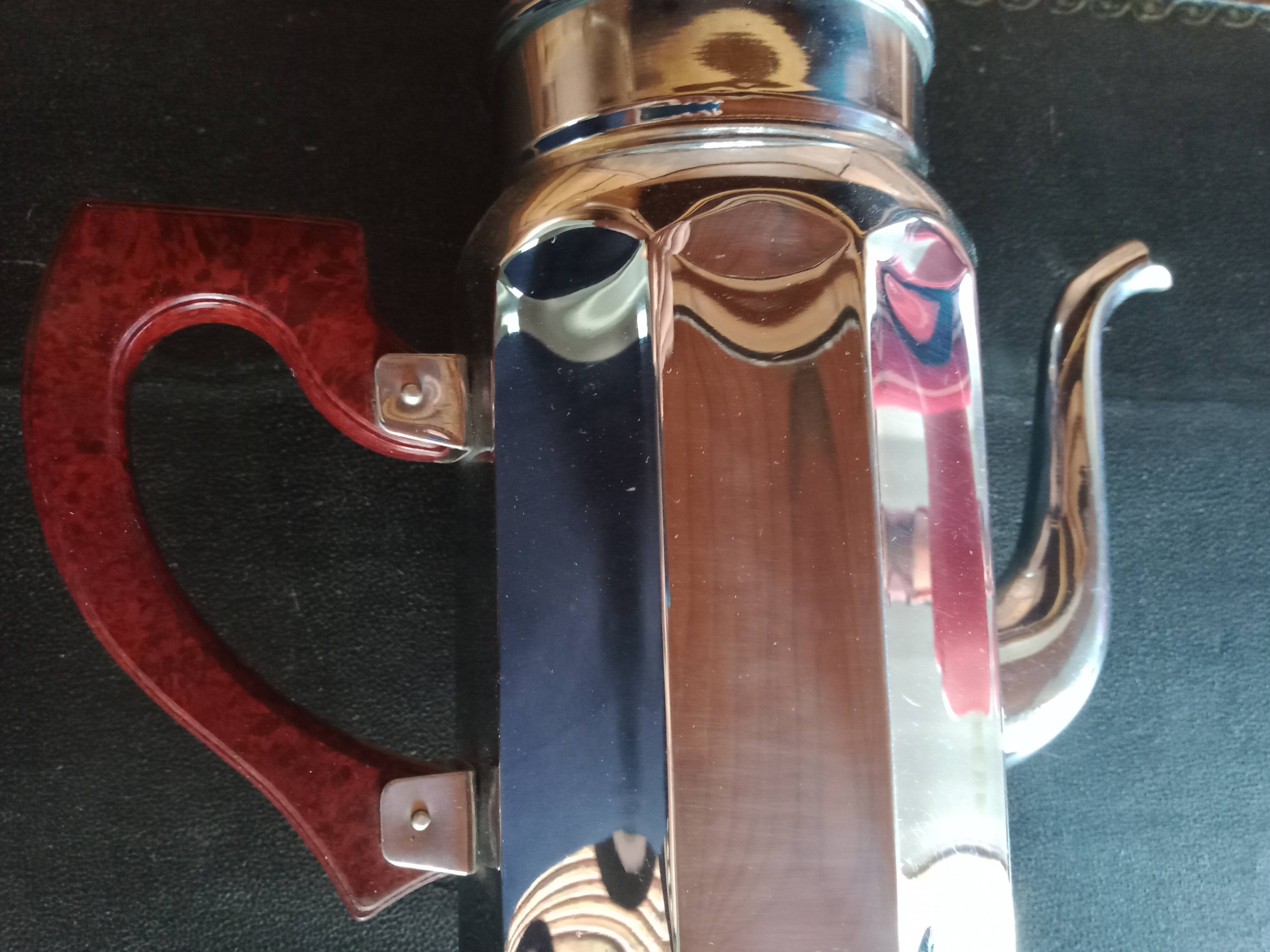 Vintage coffee jug - ADB copper chrome deposited French manufacture - bakelite handle