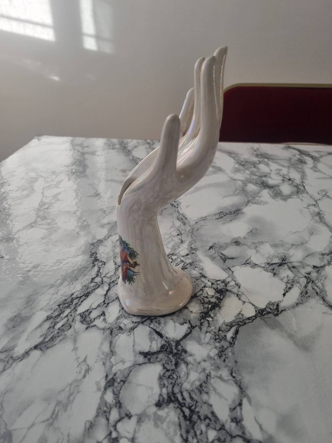 Iridescent white vintage bud vase