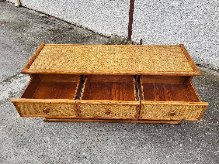 Vintage maugrion rattan 7-drawer chest of drawers