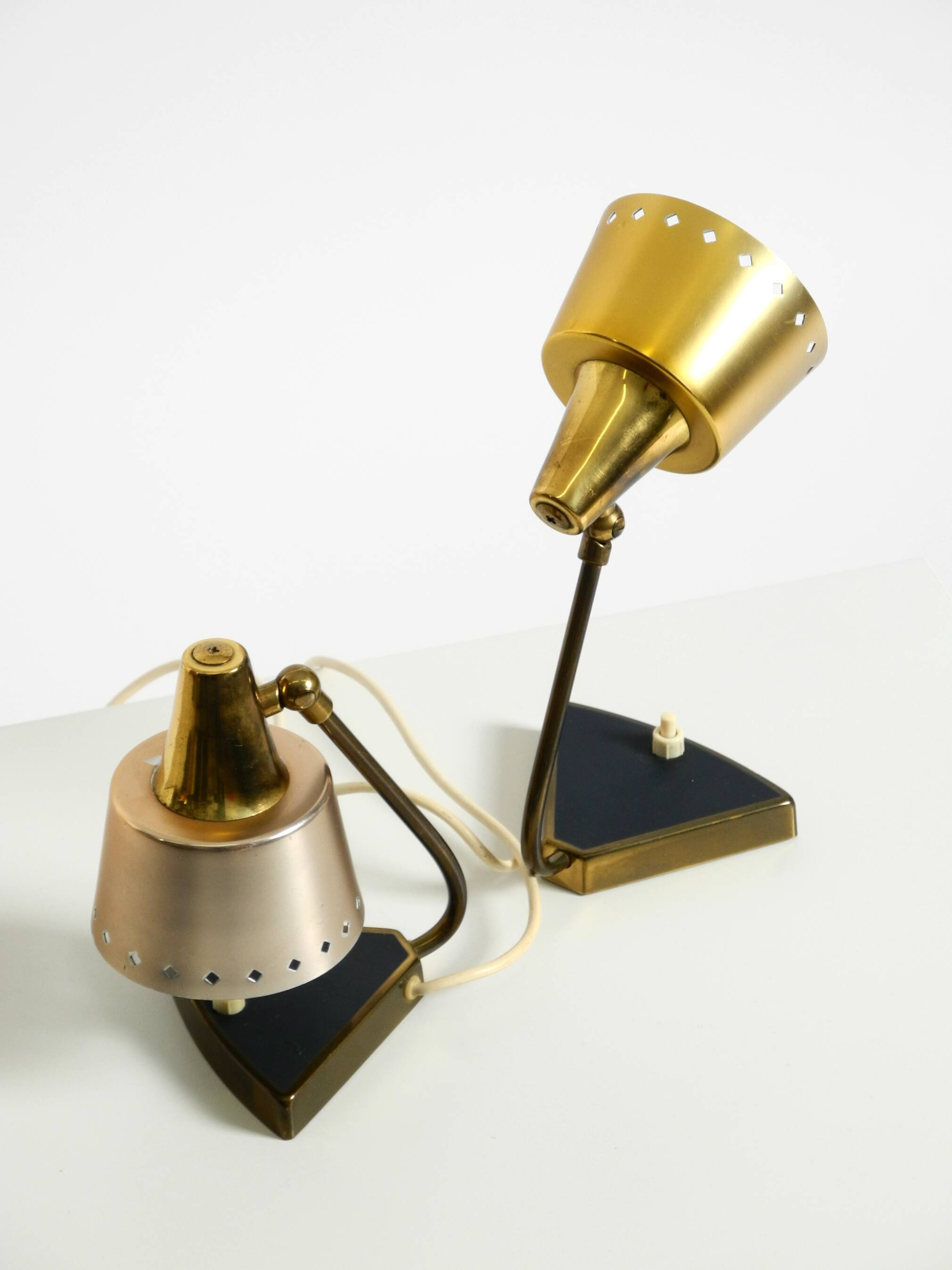 Two beautiful rare Mid Century Modern brass table lamps