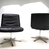 Wilhahn Delta set of 2 leather conference / dining chairs by Delta, 1960