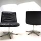 Wilhahn Delta set of 2 leather conference / dining chairs by Delta, 1960
