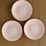 Service d’assiettes en céramique Longchamp rose marbré - assiette vintage