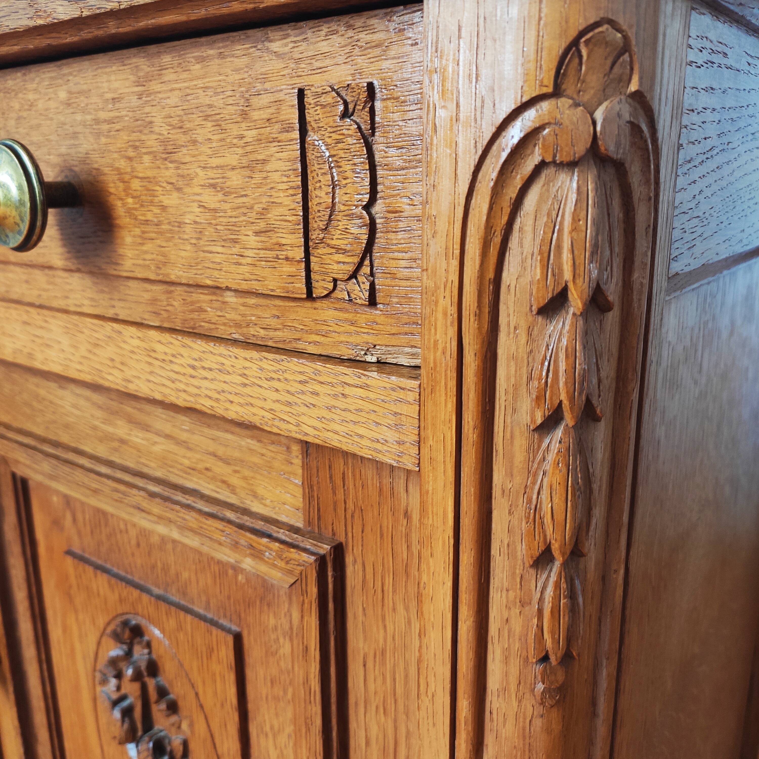 Pair of solid oak bedside tables 1920