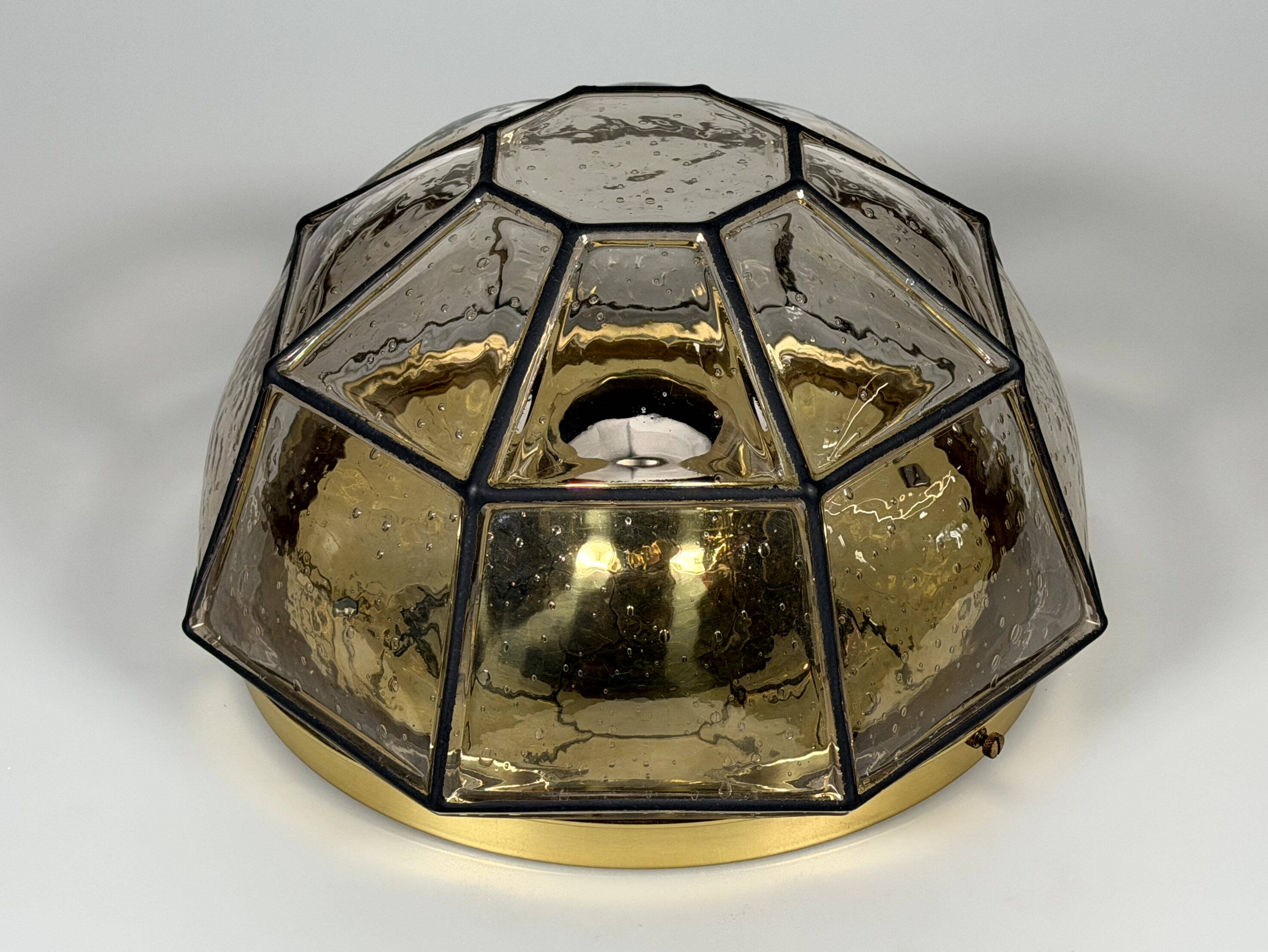 1960s 1970s Ceiling Lamp Flush Mount by Glashütte Limburg Germany