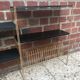 Black and gold metal string shelf with vinyl holder - vintage 1960