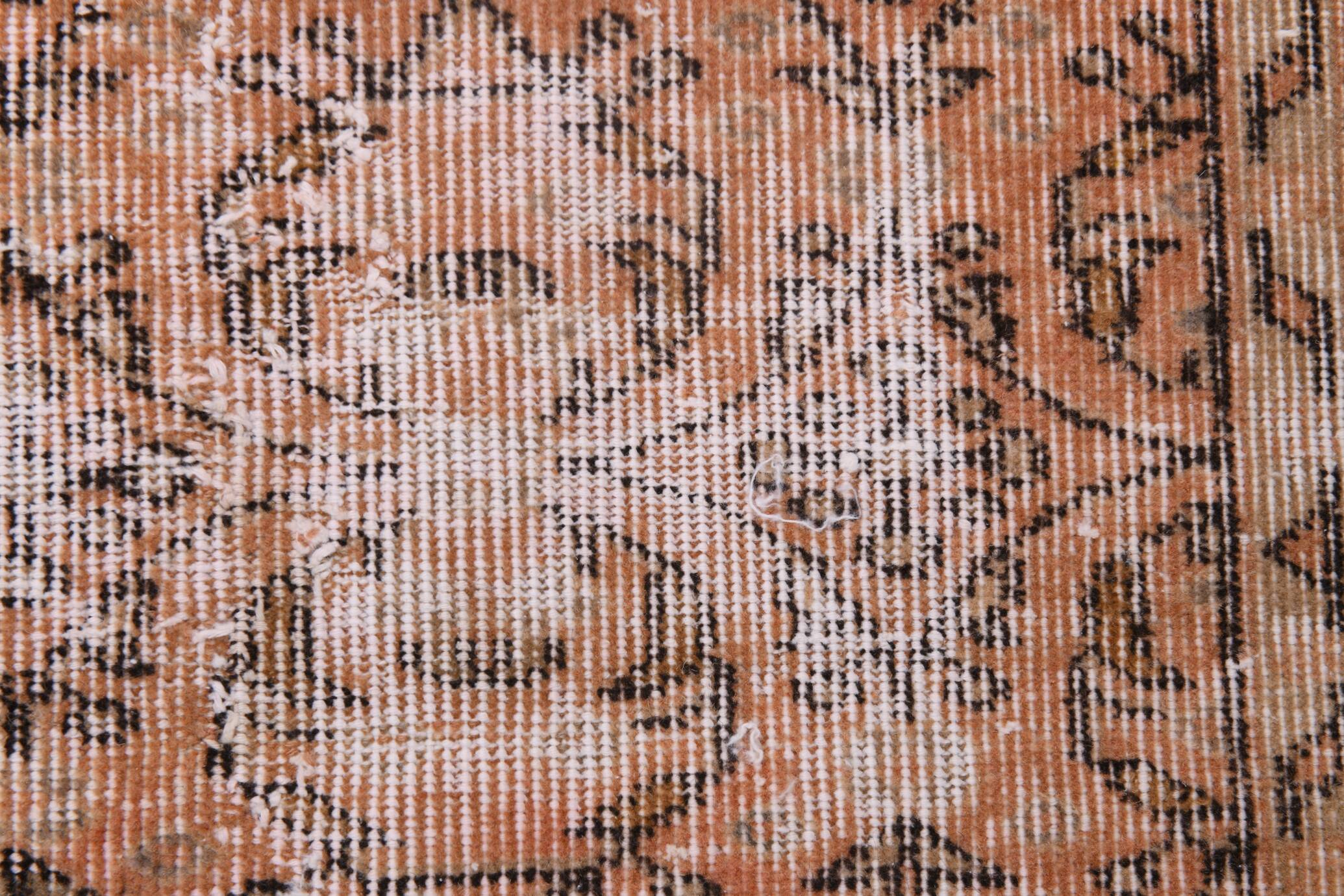 5x8 Peach Orange Handmade Wool Vintage Rug, 144x234Cm