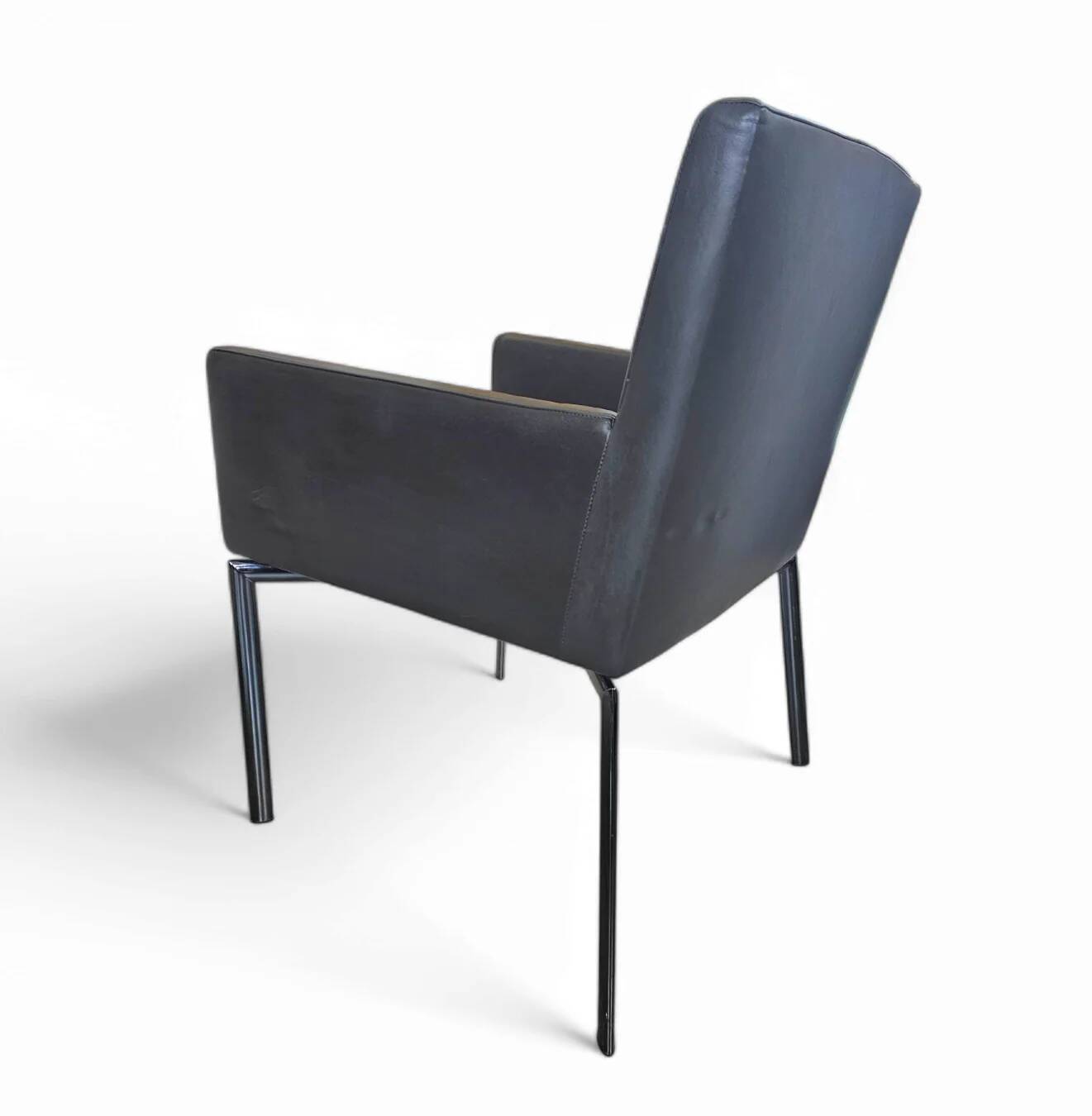 2 x Manet Minotti arm chairs 1990s / dark brown leather / chrome height 83