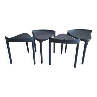 4 Pedrali low stools in polypropylene, Happy model.
