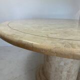Midcentury Round tessellated stone and brass diningtable