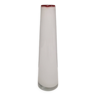 Slim mouth-blown vase from Danish holmegaard glassworks, estimated 1980s.