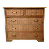 Wicker set with a chest of drawers (5 drawers) and 2 bedside tables.