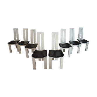 Ensemble de 8 chaises de salle à manger italiennes par Pietro Costantini pour Ello, années 1970