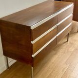 6-drawer chrome and wood chest of drawers