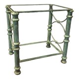 Table d’appoint en fer et verre patine antique