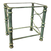 Iron and glass side table with antique patina