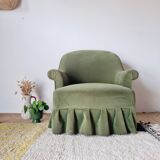 Antique crapaud armchair - green velvet