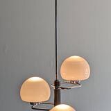 Italian Space Age chandelier with 3 opaline lights from the 60s and 70s