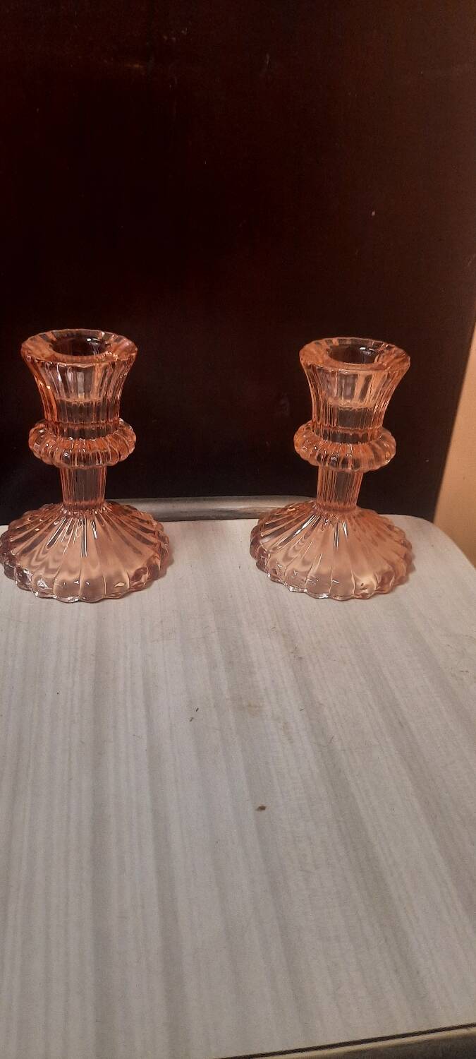 Pair of glass candlesticks